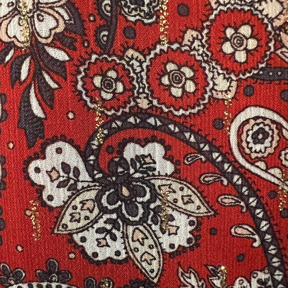 Loft Babydoll Long Sleeve Dress Silver Sparkle Paisley Short New Size XXS Petite - Picture 2 of 14